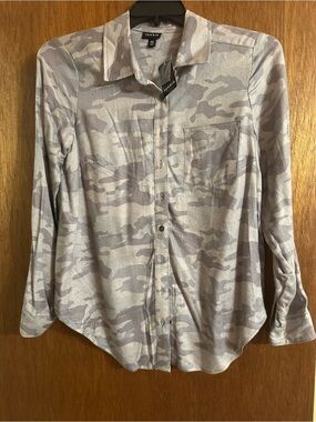torrid Gray Camo Button-Down Shirt